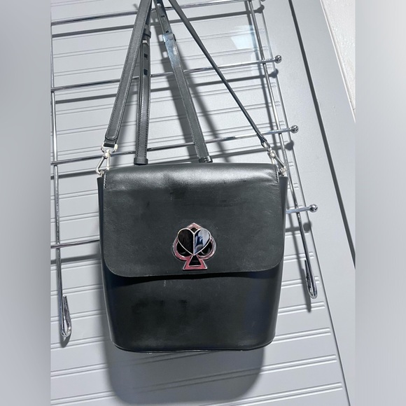 Kate Spade Black Leather ‘Make It Mine’ BACKPACK/CROSSBODY CUSTOMIZABLE LOCK EUC - Picture 12 of 17